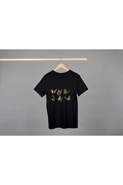 Noname Tricou Unisex Bumbac Premium Casual " Real yellow butterfly " Inscriptie