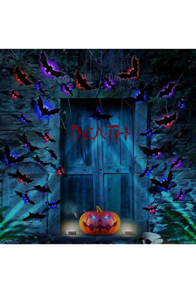NO BRAND Set de Halloween Nietoperz cu 9 figurine 3D din cauciuc pentru decor...