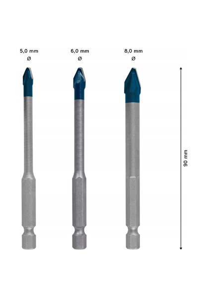 NO BRAND Set de burghie pentru gresie Bosch Expert 5-8 mm, 3 bucăți. Hexagonal