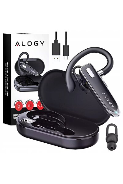 NO BRAND Alogy Căști wireless Bluetooth 5.1 Negre cu carcasă 12 ore