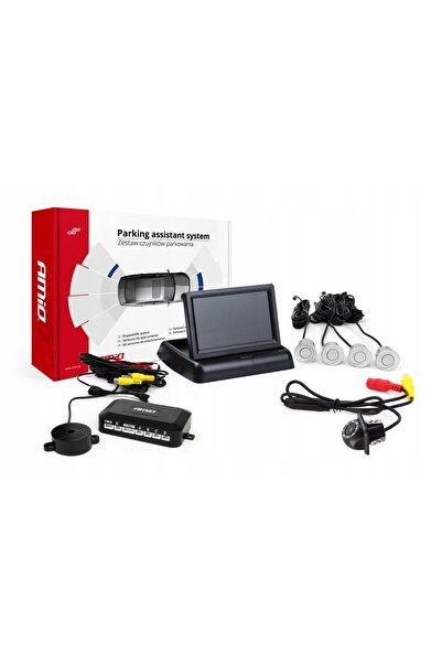 AMIO Kit senzori de parcare TFT02 4.3 " cu cameră HD305-LED, 4 senzori, argintiu