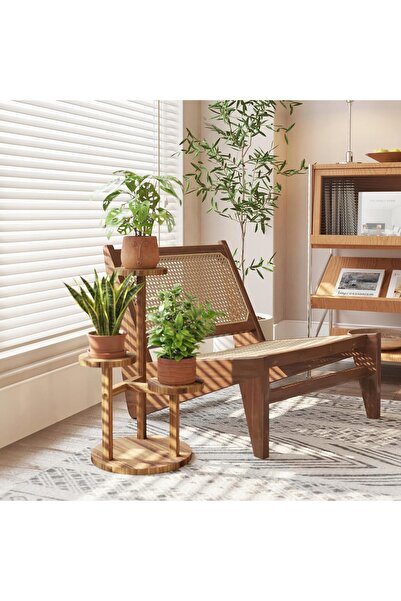 NO BRAND Etajeră de colț din lemn cu 3 niveluri pentru plante 30x30x53 cm
