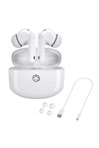 NO BRAND Căști wireless intraauriculare Manta Rytmo Albe Microfon + Husă