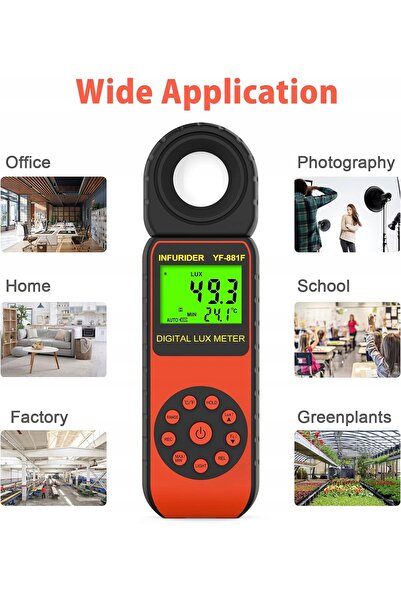 NO BRAND Infurider Yf-881F Luxmetru Digital, Contor de Lumină, Senzor de Ilum...