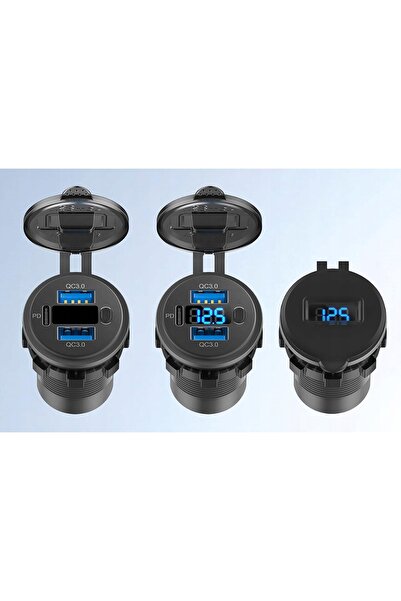 NO BRAND Wolotmierz 12V 24V Ip65 USB 2 Qc 3.0 Pd Priză auto cu întrerupător 66W
