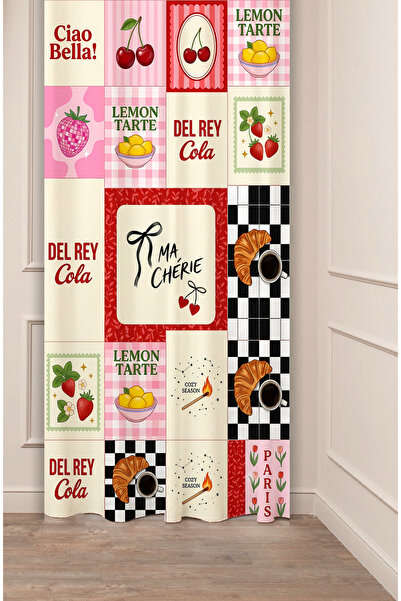 GREENDECOR Aesthetic Moodboard Wall Collage Baskılı Fon Perde Y2K Retro Visio...