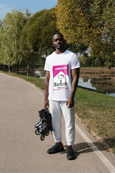 Inscriptie Tricou Unisex Bumbac Premium Casual " Marlboro Hello Kitty "