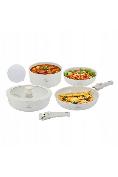 NO BRAND Set de vase din marmură 11 El Zilner Zl-8571 Tigăi premium pentru in...