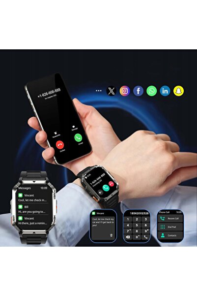 NO BRAND Smartwatch robust pentru bărbați, rezistent la apă, autonomie a bate...
