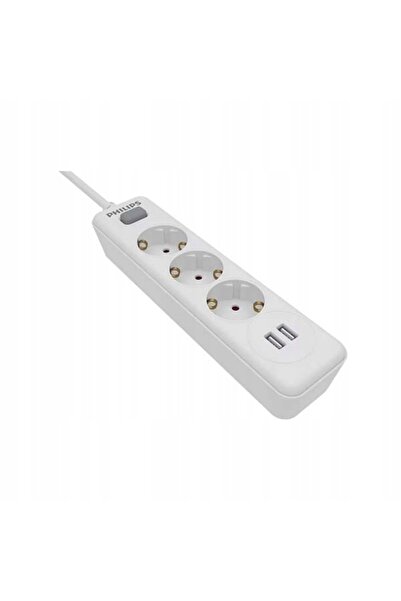 Philips Protector de supratensiune alb 3 prize 2xUSB 2m spn3032wa/60