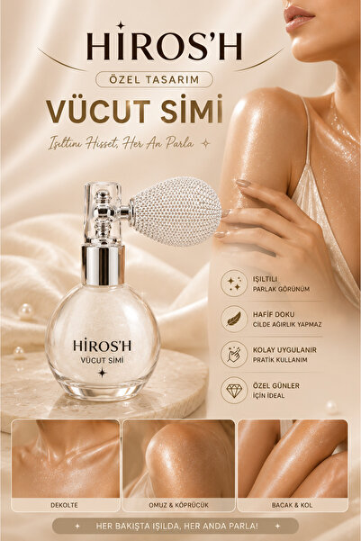 HİROS'H Premium Vücut Simi Glitter Toz Sprey Yüz Ve Vücut Simi Işıltılı