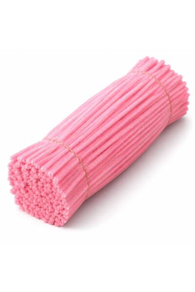Çınar Çiçekçilik & Malzeme 100 Adet 8mm Gül Kurusu Pembe Şönil 30cm, Tüylü Pe...