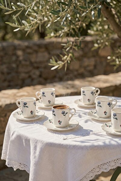 ACAR Rose 6-Person Porcelain Coffee Cup Set - 100 ml
