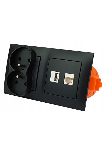 Kontakt-Simon Priză de perete încastrată 1 USB 1 RJ-45 2x 230V