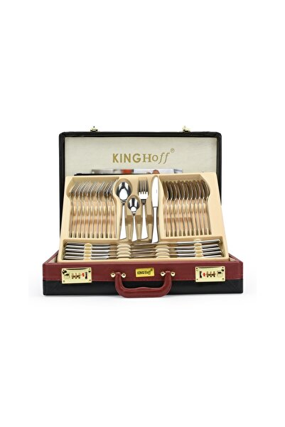 Kinghoff Set de tacâmuri inox cu luciu intens, 72 piese. Valiză de tacâmuri 3520