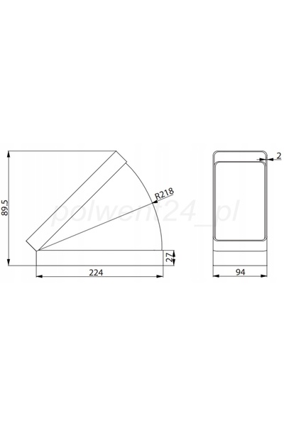 NO BRAND Kolano Poziome Connector 45 °   Tubulatură de ventilație PCV Sistem ...