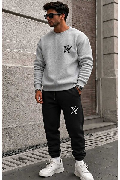 YK WEAR طقم بدلة رياضية فاخرة مطبوعة بتصميم KEK NY مقاس كبير للجنسين