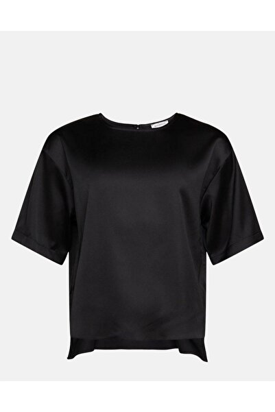 NO BRAND Pulover negru din satin, lejer, neted, clasic, oversize, Warehouse 36