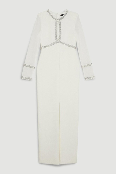 NO BRAND Rochie bandaj crem elegantă maxi simplă decorată Karen Millen S