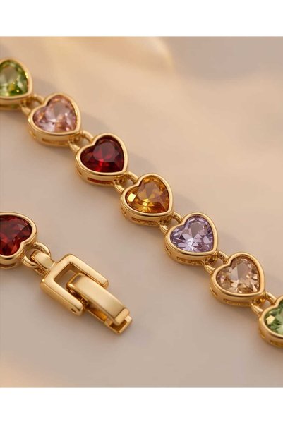 XUPING JEWELRY Adjustable Bracelet with Heart Detail and Colorful Stones