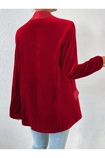 NO BRAND Rochie de seară tip blazer, roșie, simplă, supradimensionată, cu mân...