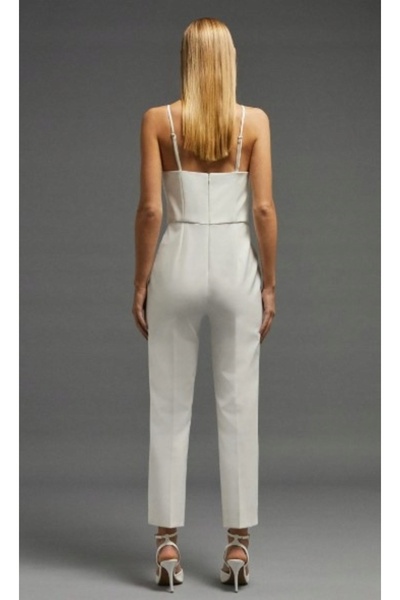 NO BRAND Salopetă clasică albă tip corset, cu bretele, mulată, Coast 42