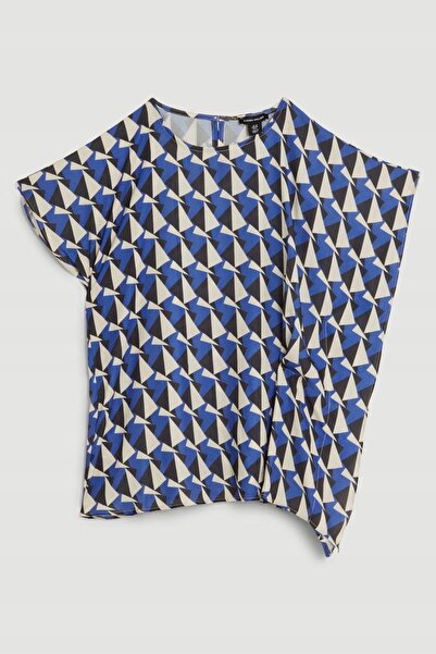 NO BRAND Albastru, mânecă scurtă, model geometric, Karen Millen 36