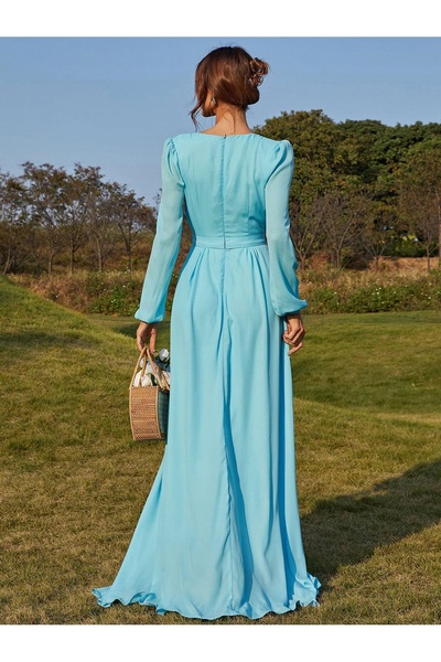 NO BRAND Rochie albastră maxi clasică Shein XL