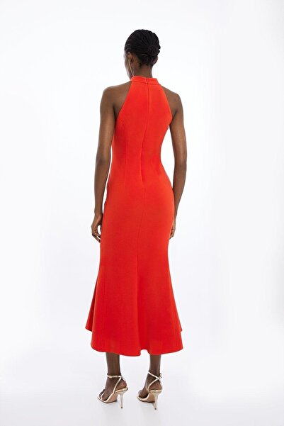 NO BRAND Rochie de cocktail mulată, roșie, netedă, Midaxi Karen Millen 42