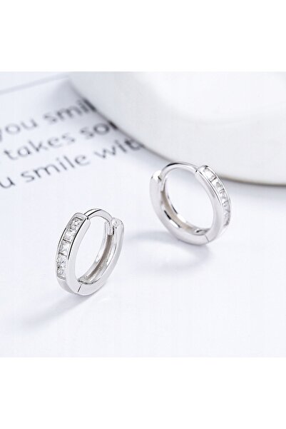 NO BRAND Cercei din argint 925 sterling, cercuri cu zirconiu, pentru femei