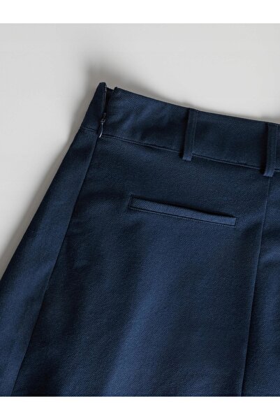 NO BRAND Fustă mini bleumarin plisată clasică netedă cu buzunare mărimea M
