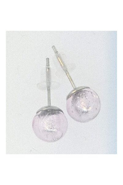 OEM Cercei, 8mm, sticlă Murano, argintiu roz, material hipoalergenic