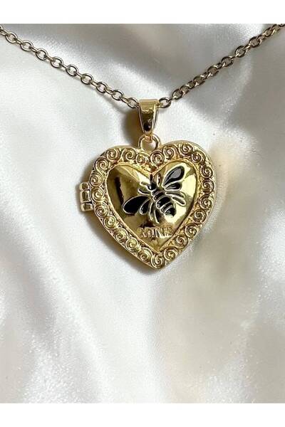 AUREON GOLD Kadın Çelik Açılabilir Fotoğraflı Madalyon Kolye