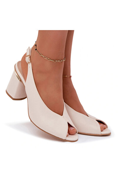 Zazoo Sandale elegante cu toc pentru femei 1085 Bej deschis 36