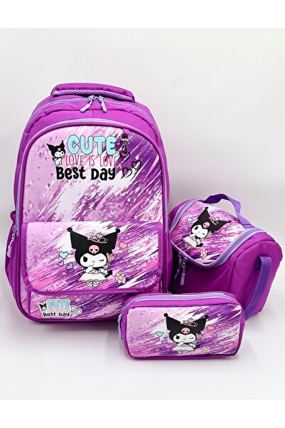 Çınka Bags مجموعة حقيبة ظهر مدرسية للبنات بتصميم شخصيات كرتونية مع حافظة طعام...