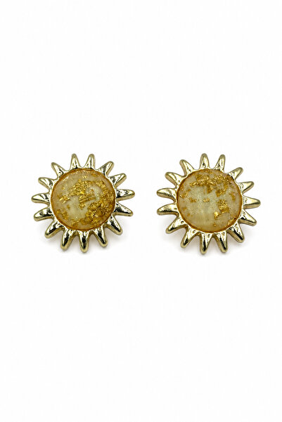 Jack Ferrero Trend Güneş Designed Yellow Tone Bijouterie Earrings Stylish Acc...