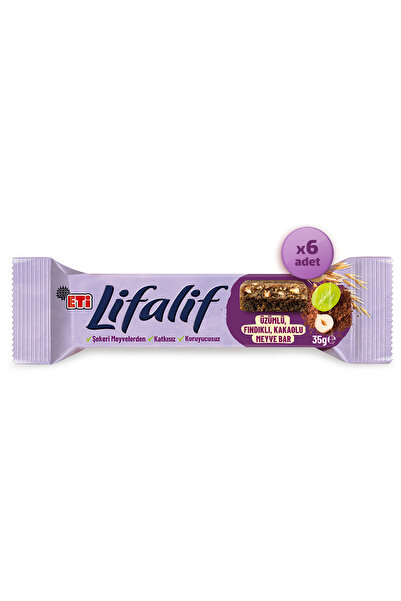 Eti Lifalif Üzümlü, Fındıklı, Kakaolu Meyve Bar 35 g x 6 Adet