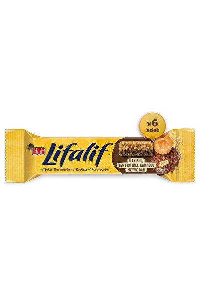 Eti Lifalif Kayısılı, Yer Fıstıklı, Kakaolu Meyve Bar 35 g x 6 Adet