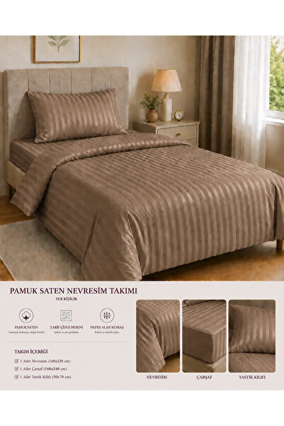Vintero Home طقم غطاء لحاف مفرد من الساتان القطني 100% مقاس 160x220 سم