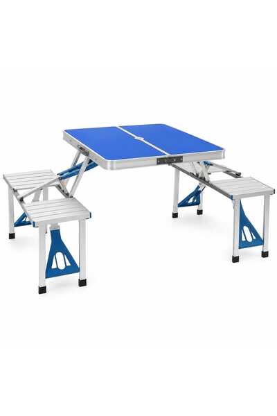 Generic Brand Masa Pliabila Camping cu 4 Scaune Integrate, Tip Valiza, Blat H...