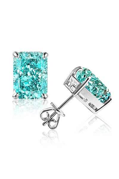 MEETMAY 18K Gold Plated S925 Silver Radiant Cut Earrings - 4ct 8x10mm Crushed...