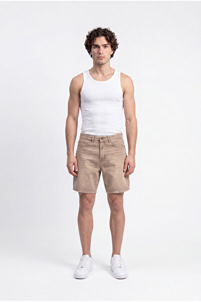 Machinist Men's Boyfriend Washed Jean Shorts Dark Beige