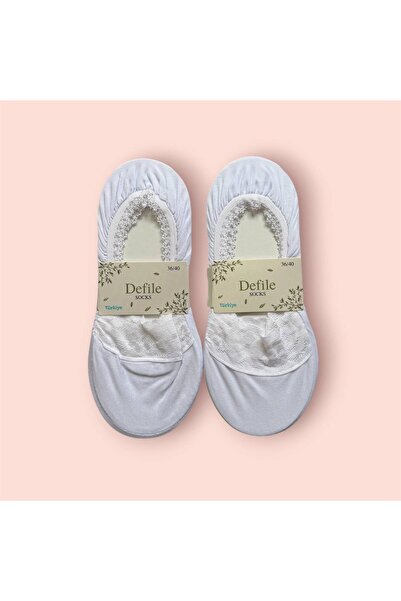 Defile SOCKS Women's Patterned Lace Ballerina Socks, Pack of 2