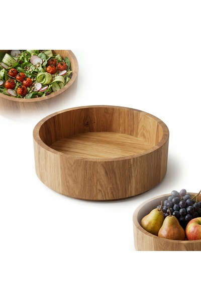 peewit Bol din lemn de stejar masiv, 27,5 cm, pentru fructe, salate, nuci, ulei.