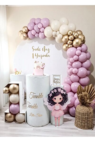 Çemrek Süs Parti Dusty Rose Retro White Gold Chrome Balloon Chain Set of 100
