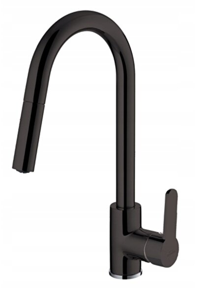 Invena Baterie de chiuvetă ELIA cu pipă extractibilă, negru BZ-89-W04-C