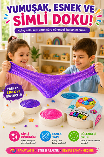 OpenCity 2-Pack Slime Play Gel Glittery Stretch Dough Educational Sensory Play Motor Skills Development Toy Colorful