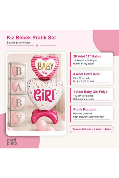 Marlon Balon Baby Girl Hospital Room Baby Shower Welcome Practical Decoration Set 20 Balloon Letter Box Foil