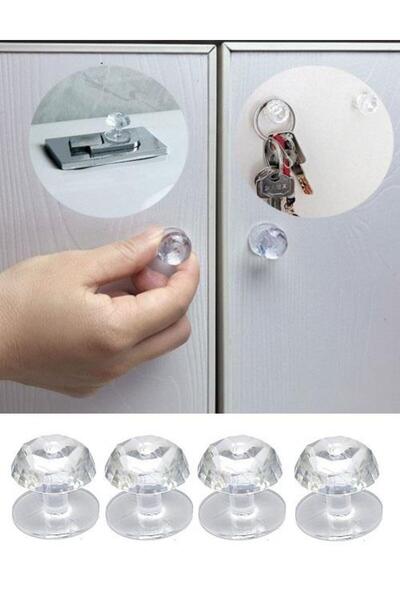 jetfast 4 Adet Dolap Çekmece Kristal Tasarımlı Tutacak Set Pratik Yapışkanlı ...