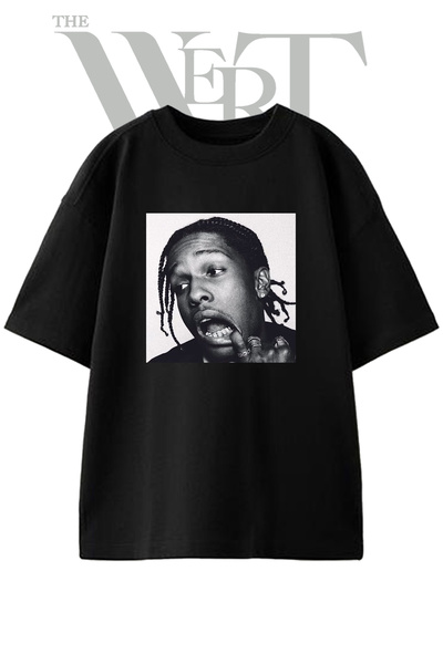THEWERT Μπλουζάκι ASAP Rocky Design με στάμπα Unisex σε μαύρο χρώμα και overs...